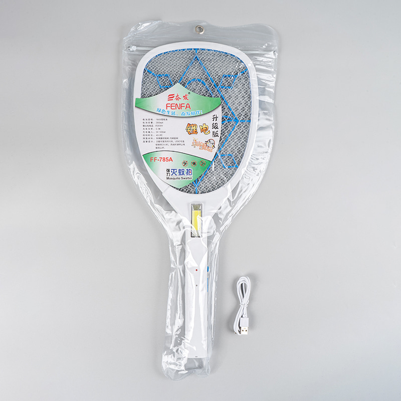 FF-785A 1200mAh 3-kulay na electric mosquito swatter na may USB cable FF-785A 1200mAh 3-kulay na electric mosquito swatter na may USB cable